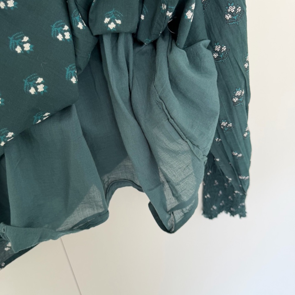 RO’S GARDEN Smocked Indira Gama Top in Dark Green Floral - Picture 7 of 9